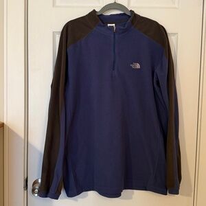 Men’s The North Face Quarter Zip Fleece Pullover Blue & Gray XL